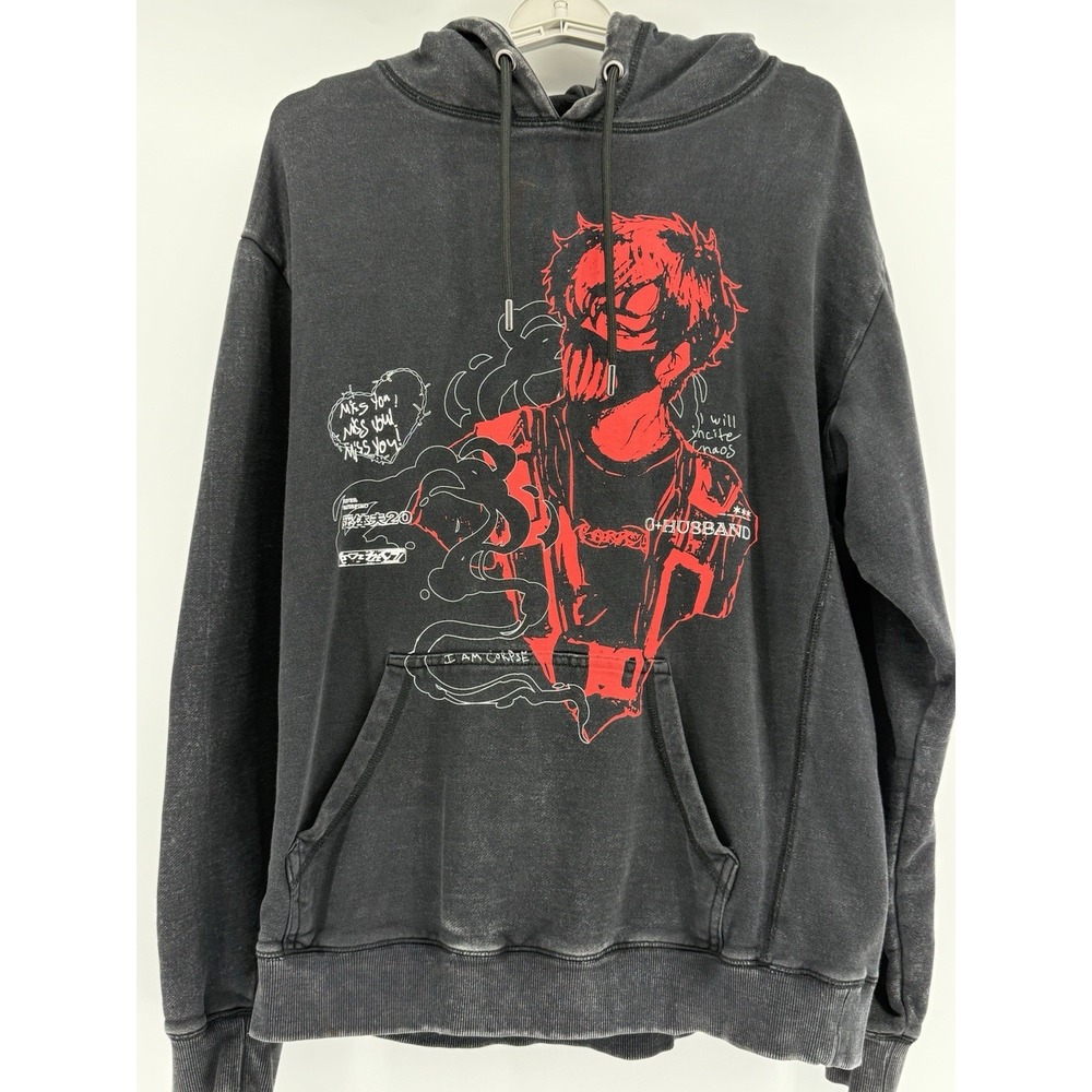 Corpse G+ Husband Miss You‎ Anime Hoodie Black Acid Wash Pullover I Am Sz M